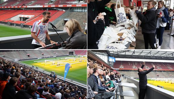 Personen im Stadion, Moderator
