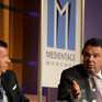 Martin Michel (l.) und Heribert Bruchhagen auf dem Podium der Münchener Medientage 