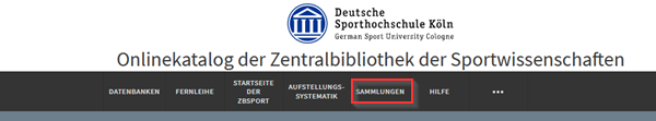 Bildausschnitt Sammlungen aufrufen