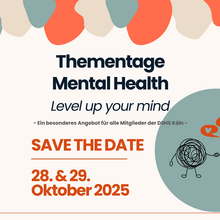Save the date Hinweis für die Thementage Mental Health am 28. & 29. Oktober 2025