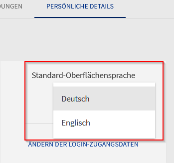 Bildausschnitt Sprache dauerhaft ändern