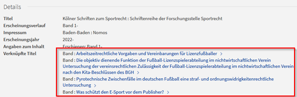 Bildausschnitt Bandanzeige