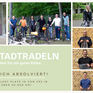 Studierende und Mitarbeiter*innen mit ihren Fahrrädern