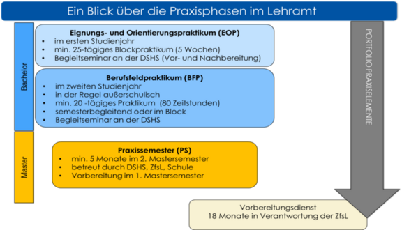 Eine Grafik auf der die verschiedenen Praxisphasen abgebildet sind

