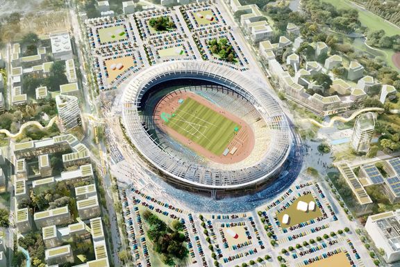 Simulation eines Leichtathletikstadions
