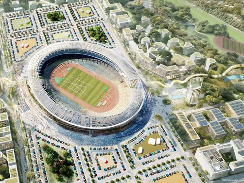 Visualisierung eines Leichtathletikstadions
