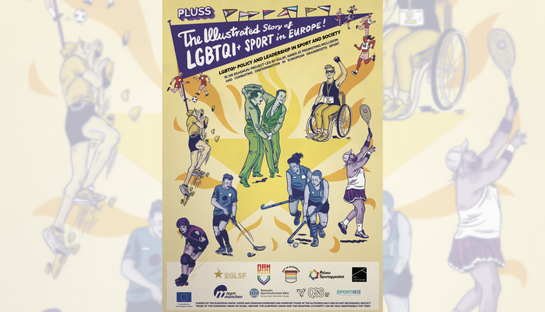Ein Plakat mit Zeichnungen von Menschen, die Sport machen
