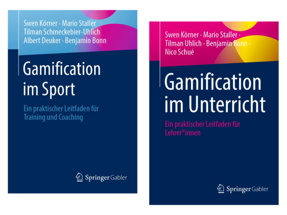 Bücher zum Thema "Gamification im Sport" geschrieben unter anderem von den drei Referenten.
