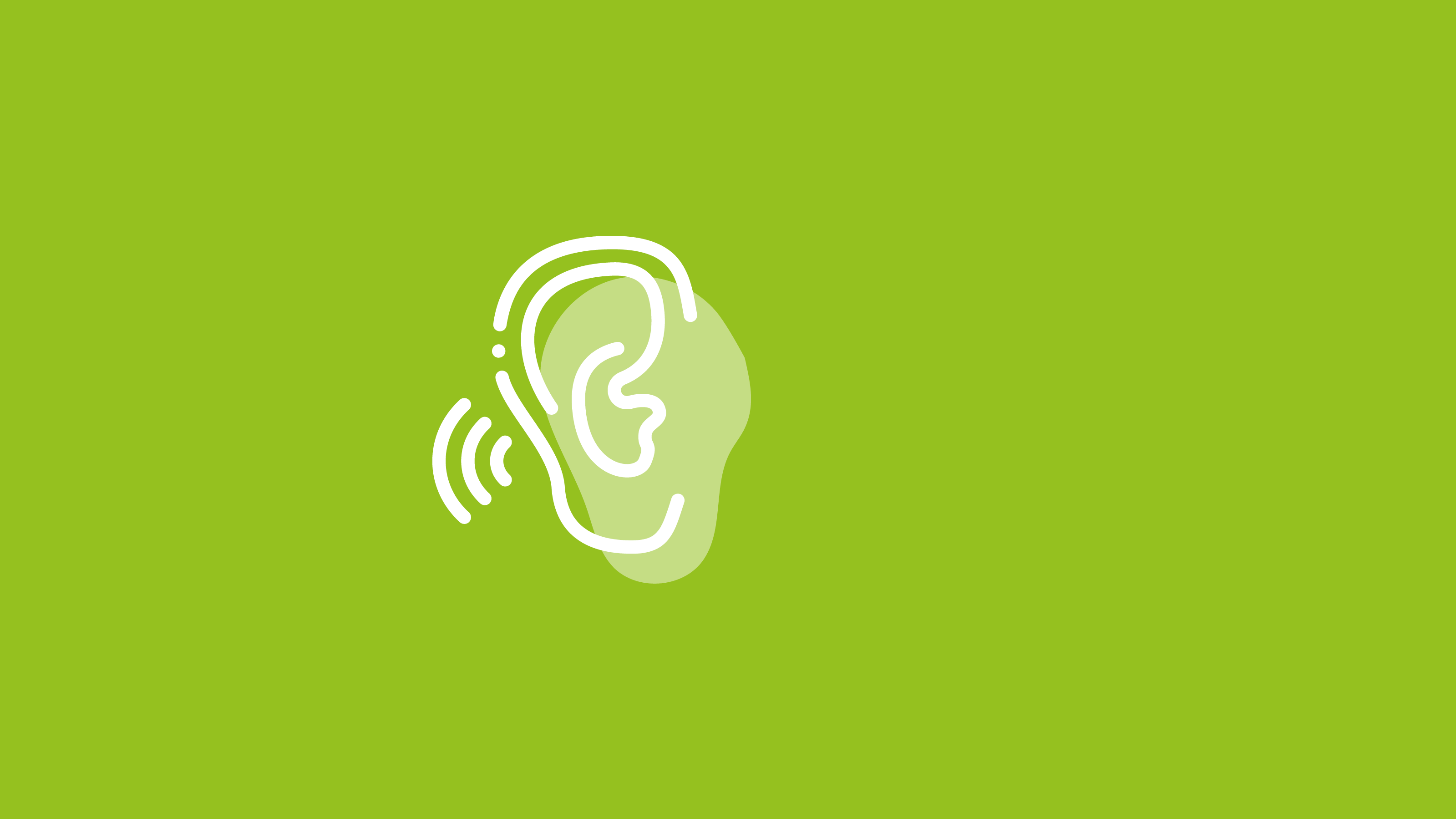 Podcastsymbol mit weißem Ohr auf hellgrüner fläche
