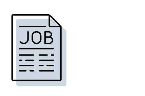 "Job"-Icon Zeitungsblatt mit Titel "JOB" in großen Letter
