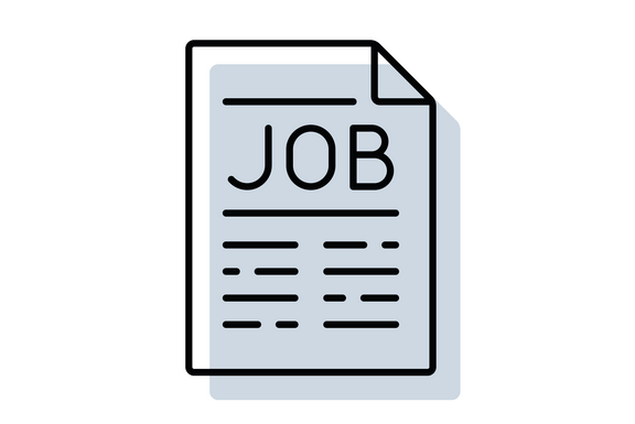 "Job"-Icon Zeitungsblatt mit Titel "JOB" in großen Letter
