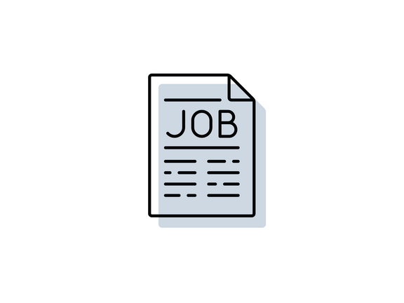 "Job"-Icon Zeitungsblatt mit Titel "JOB" in großen Letter
