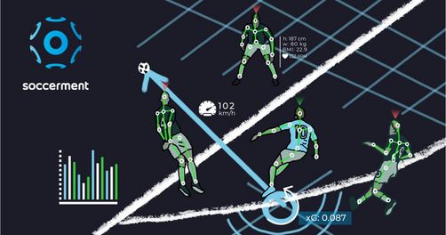 Ein Bild, welches symbolisch Graphiken und die Fußball-Aktion Schuss zeigt
