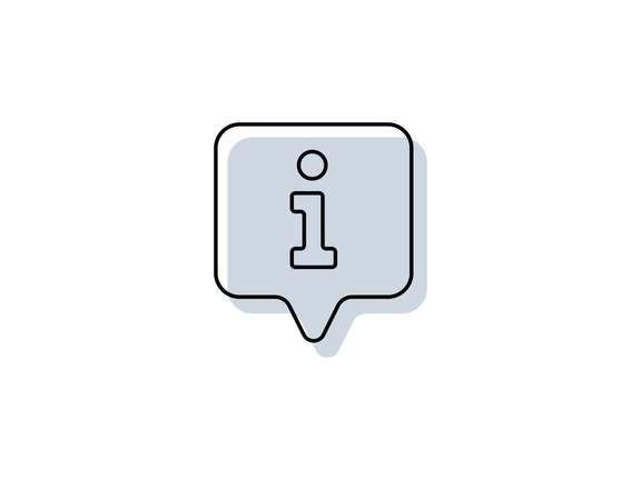 Info-Icon mit kleinem i in Sprechblase, schwarze Outline und hellblau-graue Schattenfläche im Hintergrund
