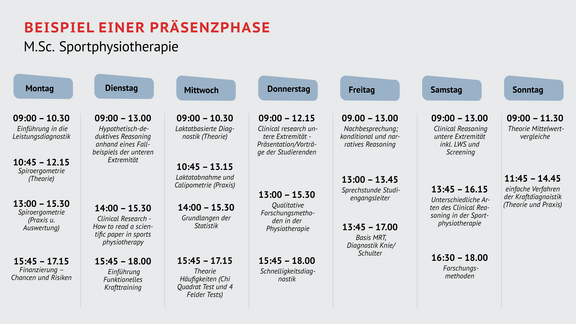 Stundenplan Master Sportphysiotherapie
