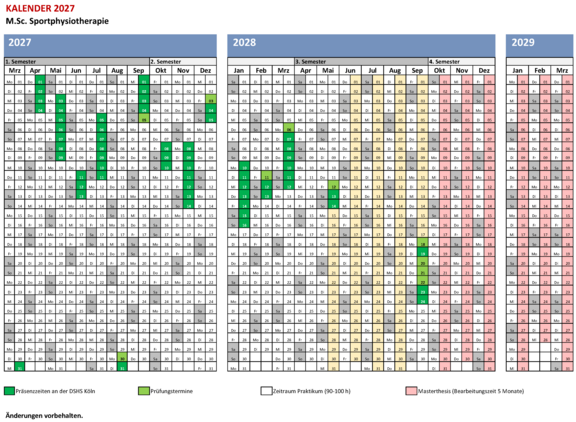 Kalender Master Sportphysiotherapie
