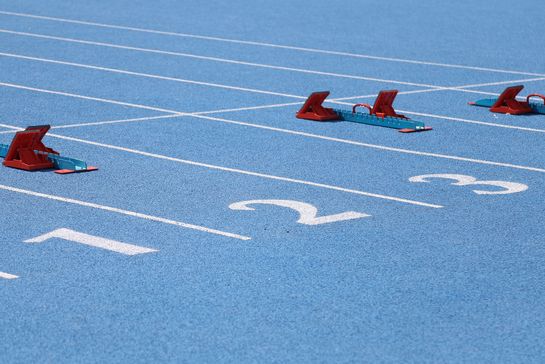 Leichtathletikstation, leere startblöcke