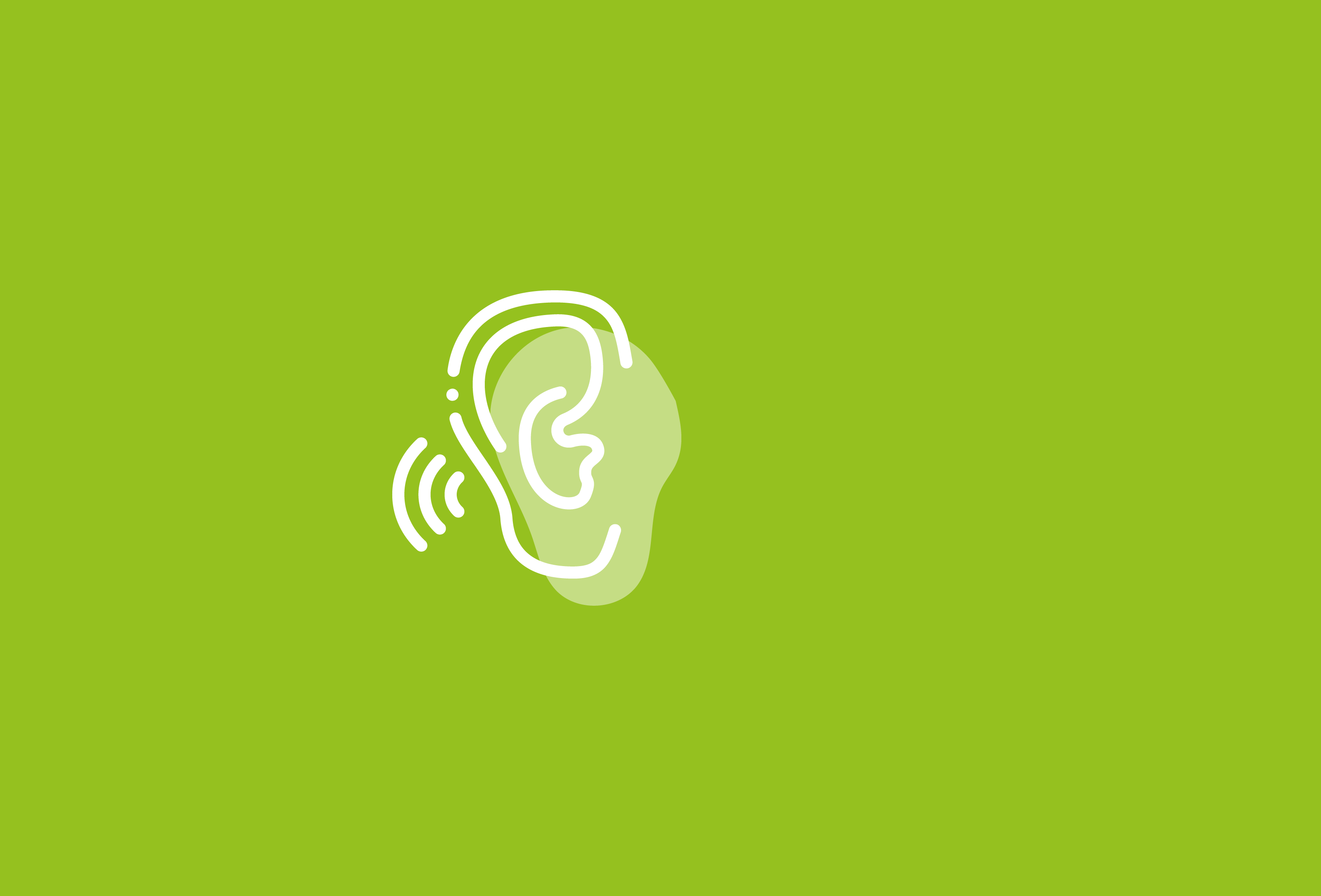 Podcastsymbol mit weißem Ohr auf hellgrüner fläche
